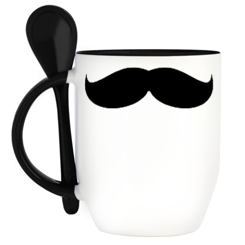 Кружка с ложкой с принтом  НОСИ УСЫ 2!