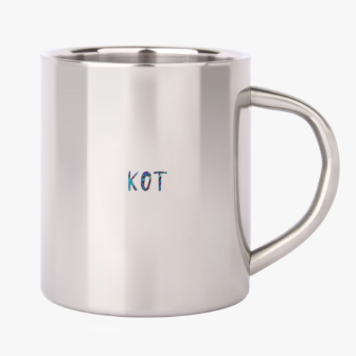 Кружка металлическая с принтом кот