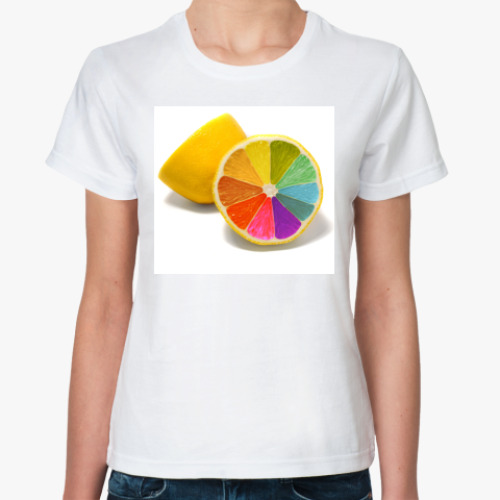 Классическая футболка с принтом Разноцветный лимон