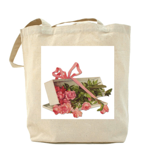 Сумка шоппер с принтом Розы в подарок