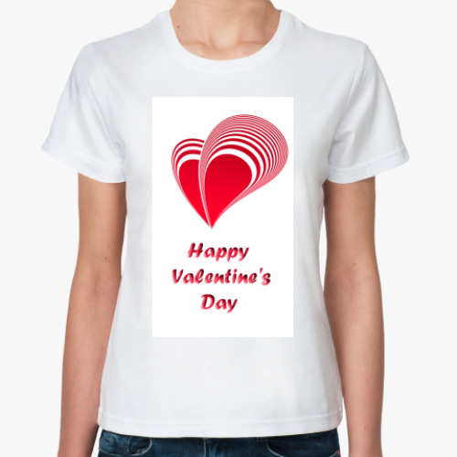 Классическая футболка с принтом День святого Валентина
