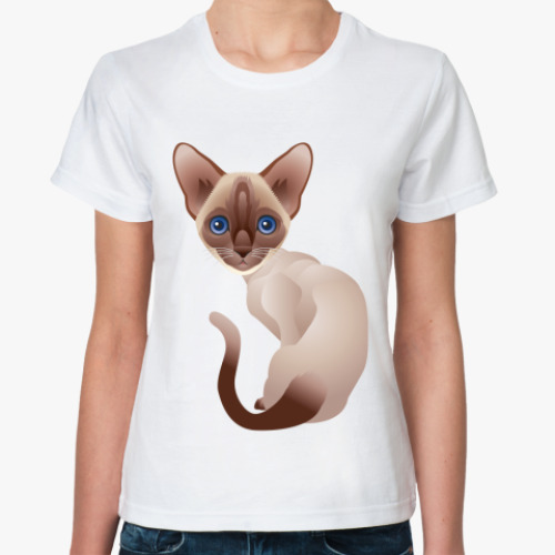 Классическая футболка с принтом Кошка