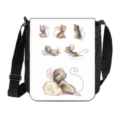 Сумка на плечо (мини-планшет) с принтом мышата