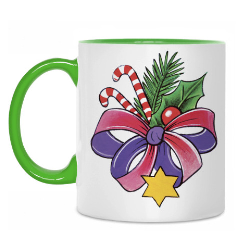 Кружка с принтом Новогодний букет