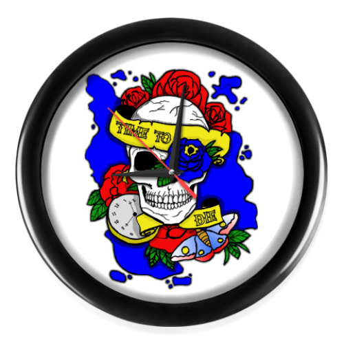 Настенные часы с принтом Череп Time to Die