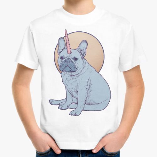 Детская футболка с принтом Мопс единорог