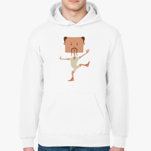 Толстовка худи с принтом Смешной нарисованный каратист