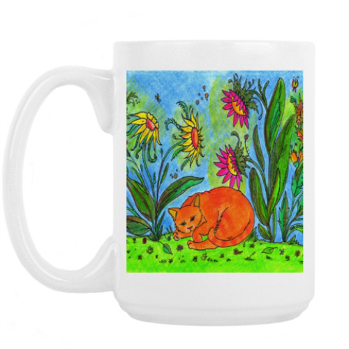 Кружка с принтом Кот спит