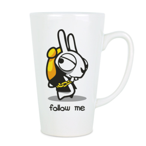 Чашка Латте с принтом Белый Кролик