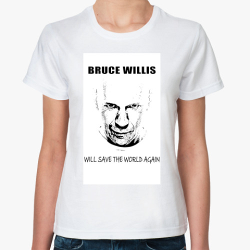 Классическая футболка с принтом Брюс Уиллис