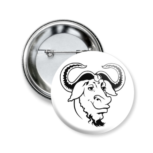 Значок 50мм с принтом GNU