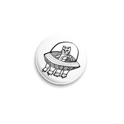 Значок 25мм с принтом Космический кот