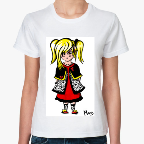 Классическая футболка с принтом Bou doll