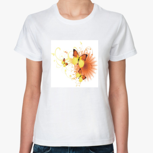 Классическая футболка с принтом Бабочка ORANGE