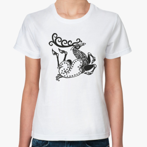 Классическая футболка с принтом Скифский олень