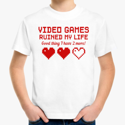 Детская футболка с принтом Video games ruined my life