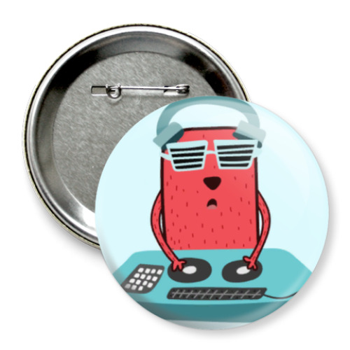 Значок 75мм с принтом Диджей