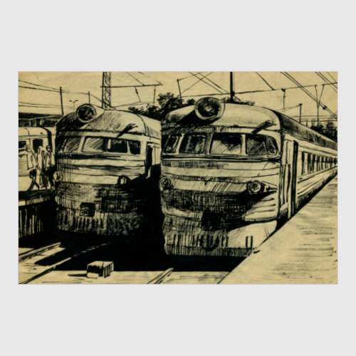 Постер с принтом Электропоезда. Железная дорога