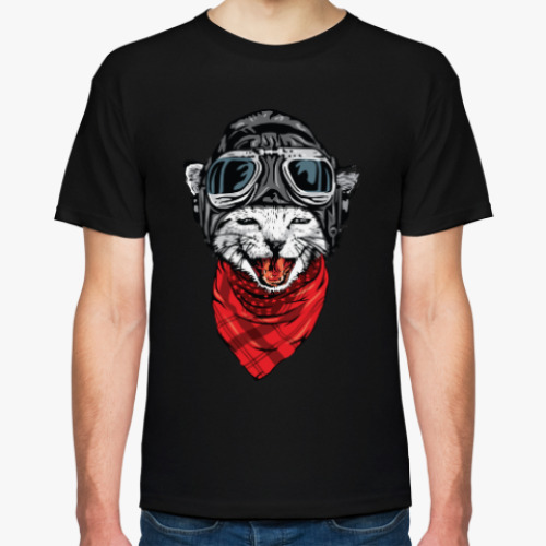 Футболка с принтом Котяра-летчик