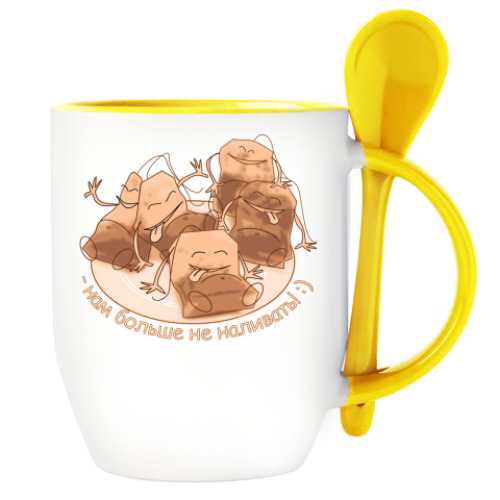 Кружка с ложкой с принтом Чайные пакетики