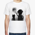 Классическая футболка Человек и кошка