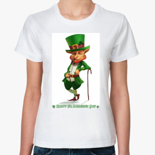 Классическая футболка с принтом Счастливый Леприкон