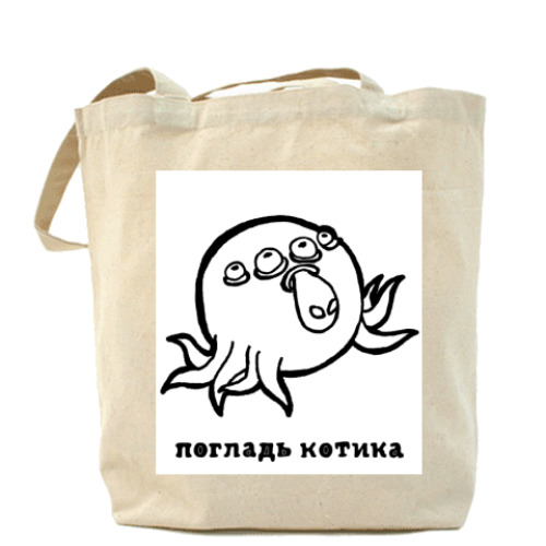 Сумка шоппер с принтом  'Погладь котика'