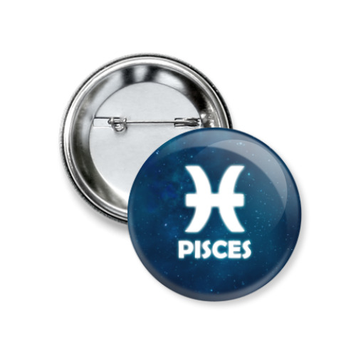 Значок 37мм с принтом Знак зодиака. Рыбы