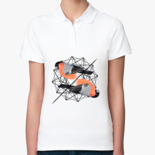 Женская рубашка поло (печать) с принтом Синички