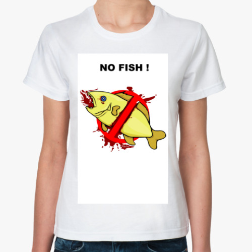 Классическая футболка с принтом  NO FISH