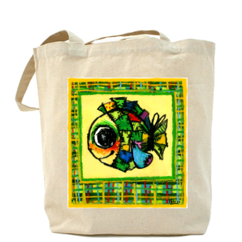 Сумка шоппер с принтом Сумасшедшая рыба