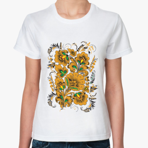 Классическая футболка с принтом Русский народный узор