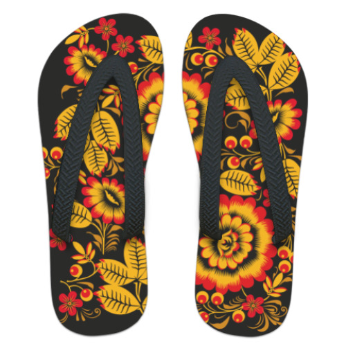 Шлепанцы (сланцы) с принтом Хохлома