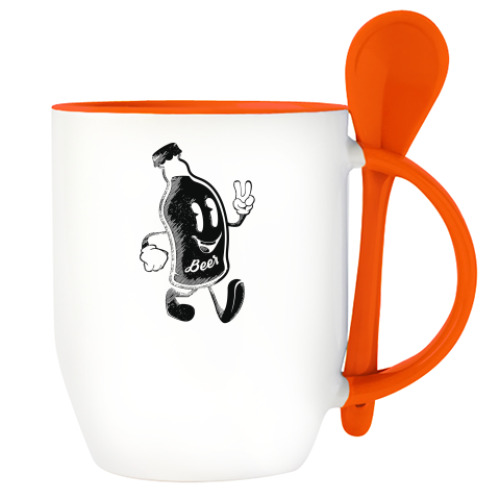 Кружка с ложкой с принтом Герой веселья (hero of fun)