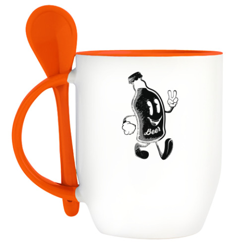 Кружка с ложкой с принтом Герой веселья (hero of fun)