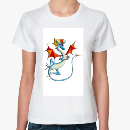 Классическая футболка с принтом 'Дракон'