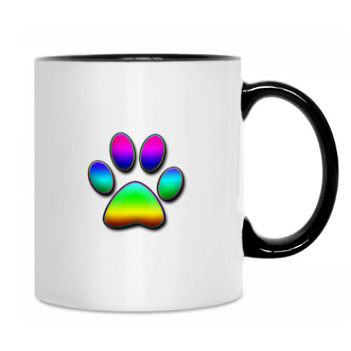 Кружка с принтом 'Радужная лапка'