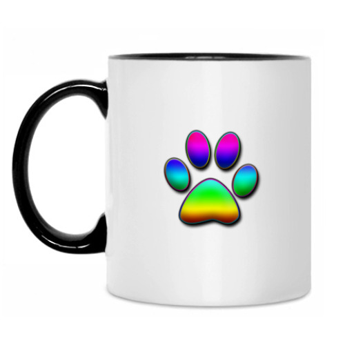 Кружка с принтом 'Радужная лапка'