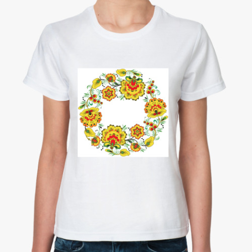 Классическая футболка с принтом Русский народный узор