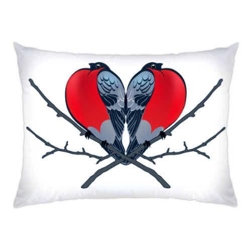 Подушка с принтом Снегири