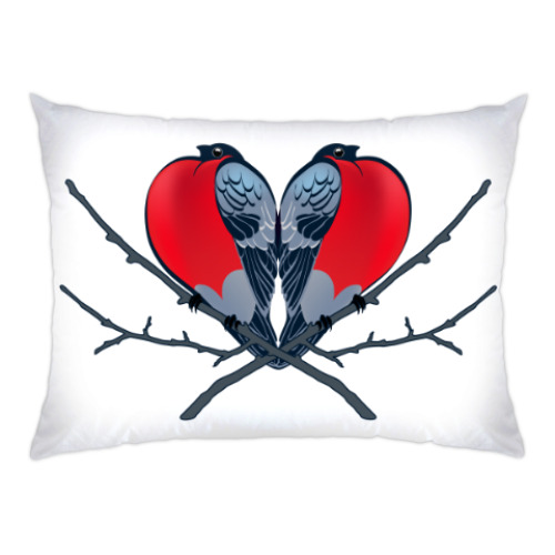Подушка с принтом Снегири