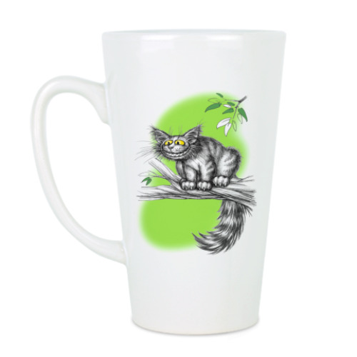 Чашка Латте с принтом Чеширский кот