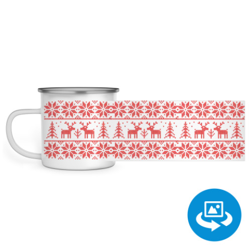 Эмалированная кружка (круговая запечатка) с принтом Свитер с оленями