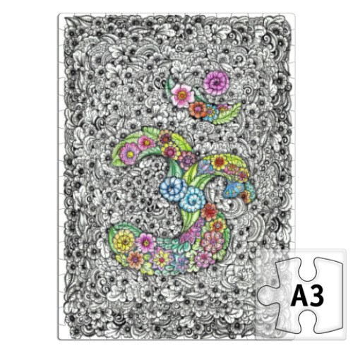 Пазл с принтом Символ Ом в стиле мехенди