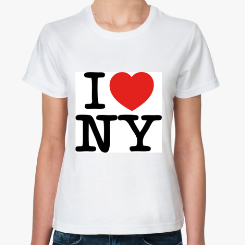 Классическая футболка с принтом I love NY