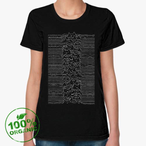 Женская футболка из органик-хлопка с принтом Cat Division Unknown Pleasures