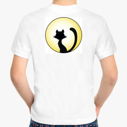 Детская футболка с принтом кот на луне