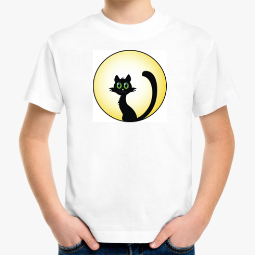 Детская футболка с принтом кот на луне