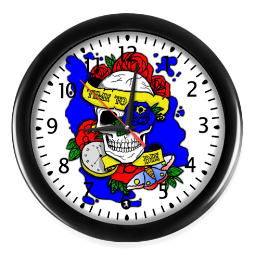Настенные часы с принтом череп Time to Die