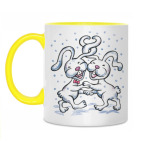 Двухцветная кружка Влюбленные кролики